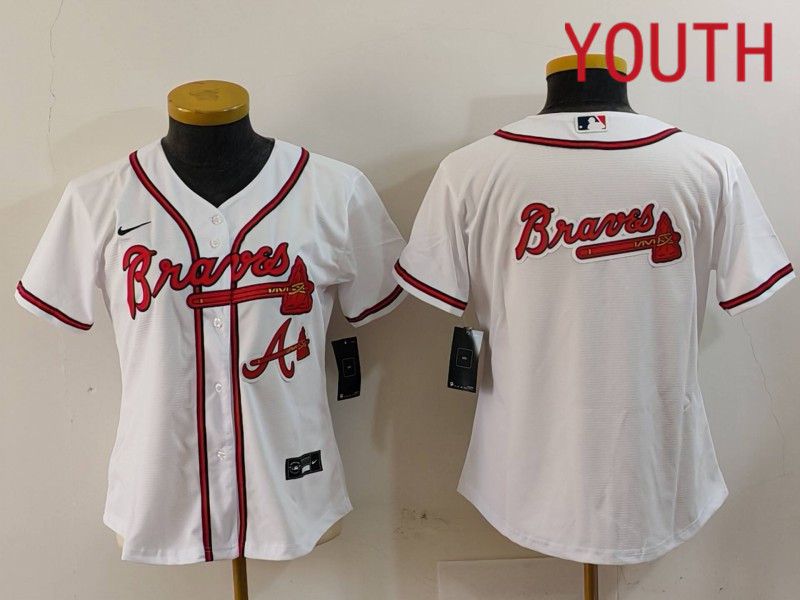 Youth Atlanta Braves Blank White Game 2024 Nike MLB Jersey style 2->->